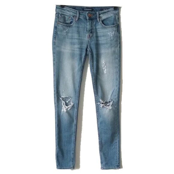 Vigoss Denim - ViGoss Classic Fit Ripped Jagger Skinny Jeans 26x28 Low Rise Medium Wash  50off3